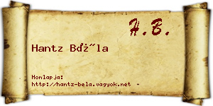 Hantz Béla névjegykártya